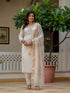 Beige Roman Silk Elite Embroidered Suit Set for Women
