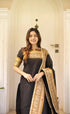 Black Kanchi Cotton Jacquard Kurti with Woven Dupatta Set for Women