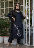 Black Designer Threadwork Suit with Chinon Dupatta for Women