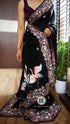Black Hans Chitrakala Printed Tussar Silk Saree for Women