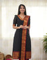 Black Heritage Weave Kurti Dupatta Set for Women