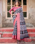 Black Pink Banarasi Silk Saree with Mandala Print for Women