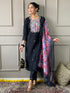 Black Readymade Embroidered Salwar Suit for Women