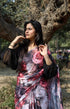 Black Rose Print Georgette Saree with Stone Work for Women