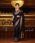 Black Soft Silk Banarasi Saree with Royal Jacquard Border