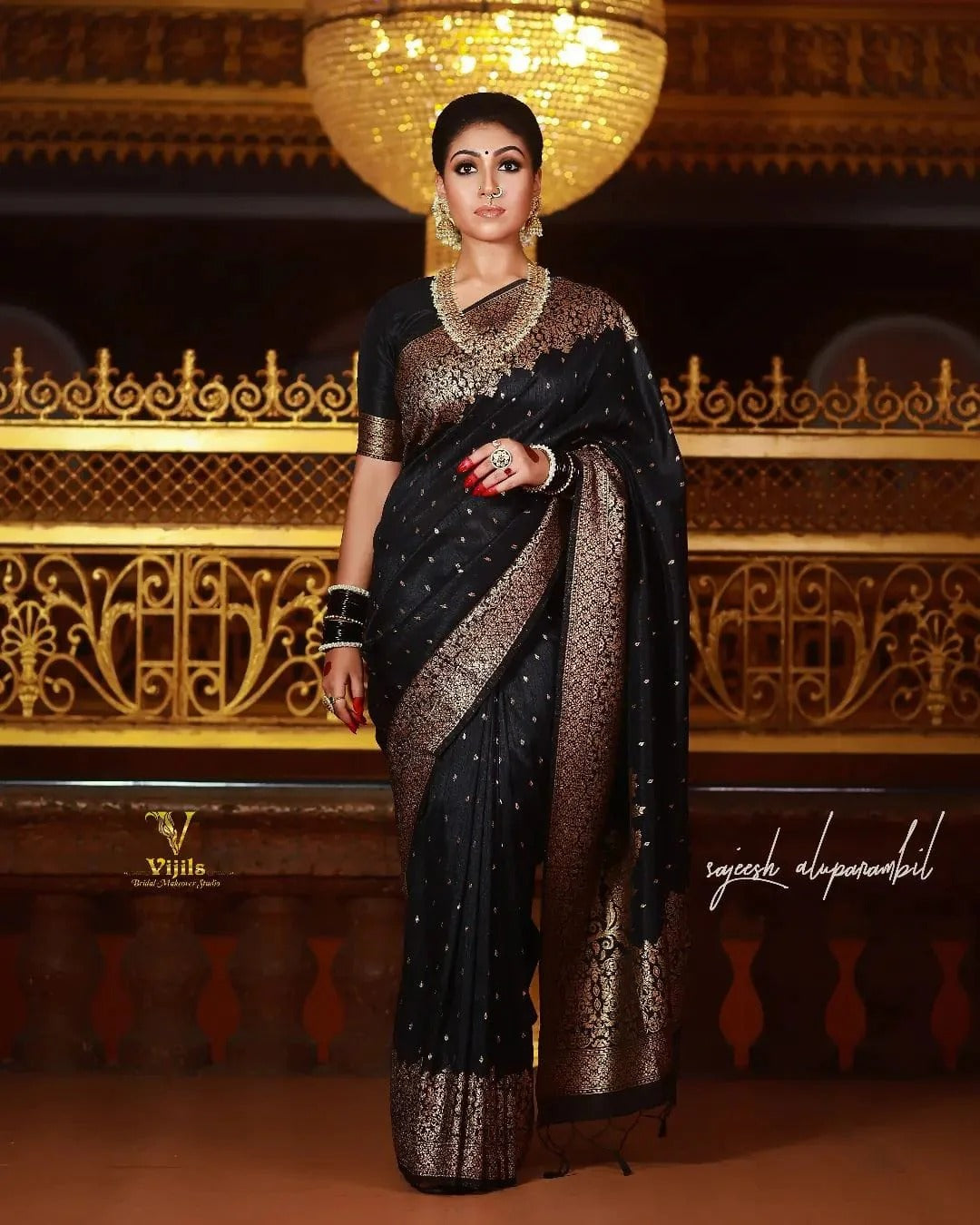 Black Soft Silk Banarasi Saree with Royal Jacquard Border
