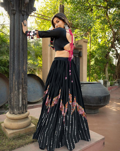 Black Wedding &amp; Festive Wear Designer Lehenga for Women