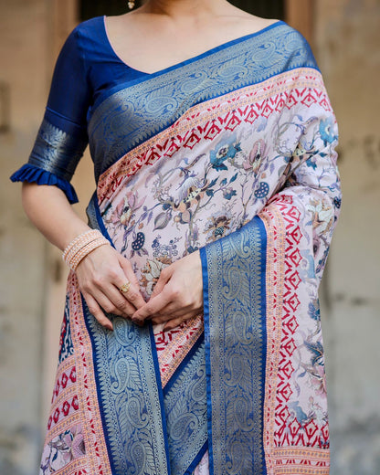 Royal Blue Banarasi Silk Saree with Zari Border for Women