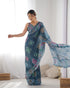 Blue Bandhani Print Chinon Saree for Women