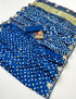 Blue Bandhani Viscose Gajji Silk Saree with Gota Patti for Women