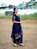 Blue Kanchi Cotton Jacquard Kurti with Elegant Dupatta