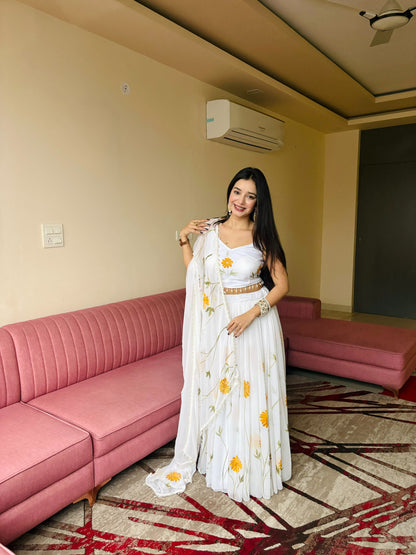 Blue Petal Dream Organza Lehenga with Kodi Work for Women