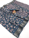 Blue Lehariya Print Dola Silk Saree With Rich Jacquard Border