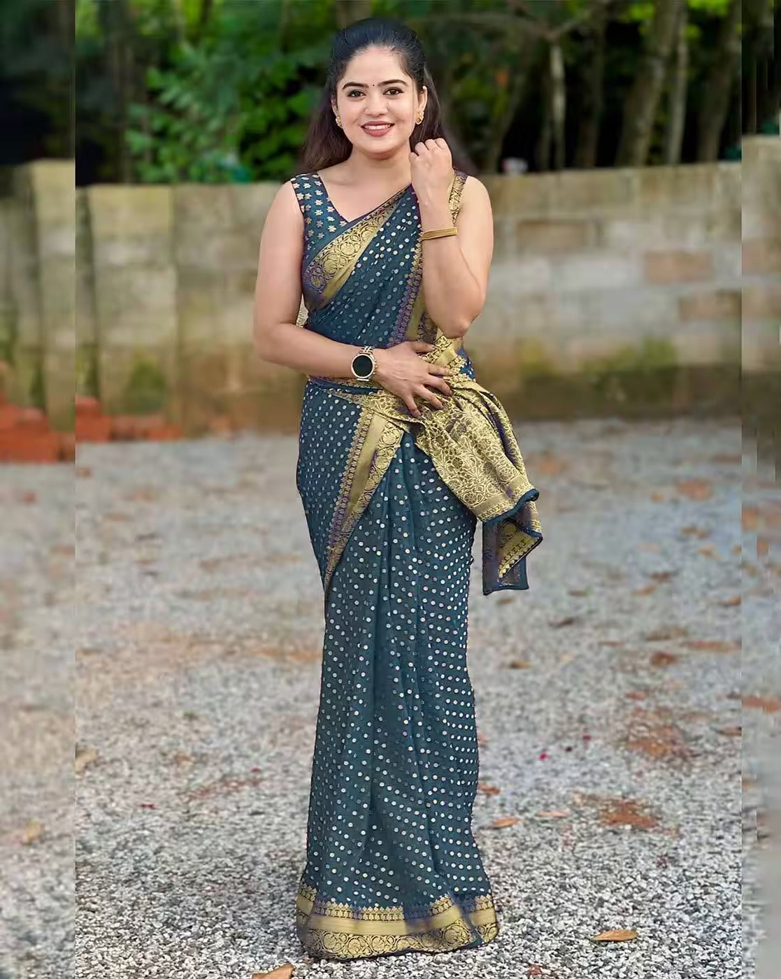 Blue Lichi Silk Jacquard Saree with Elegant Rich Pallu for Women