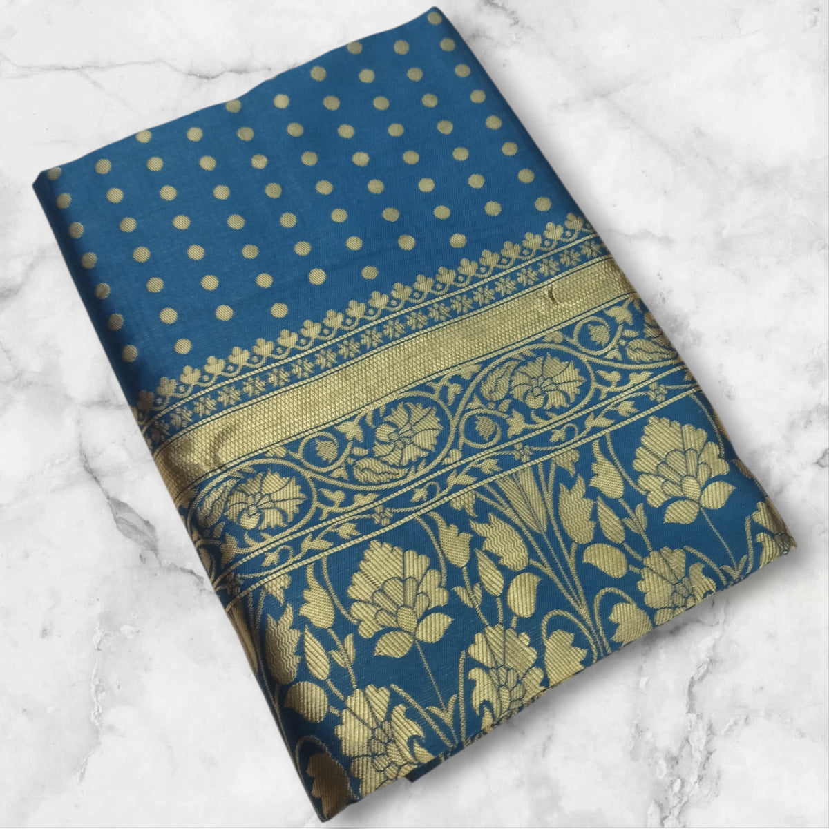 Blue Lichi Silk Jacquard Saree with Elegant Rich Pallu for Women