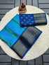 Blue Kora Silk Saree with Zari Border for Women
