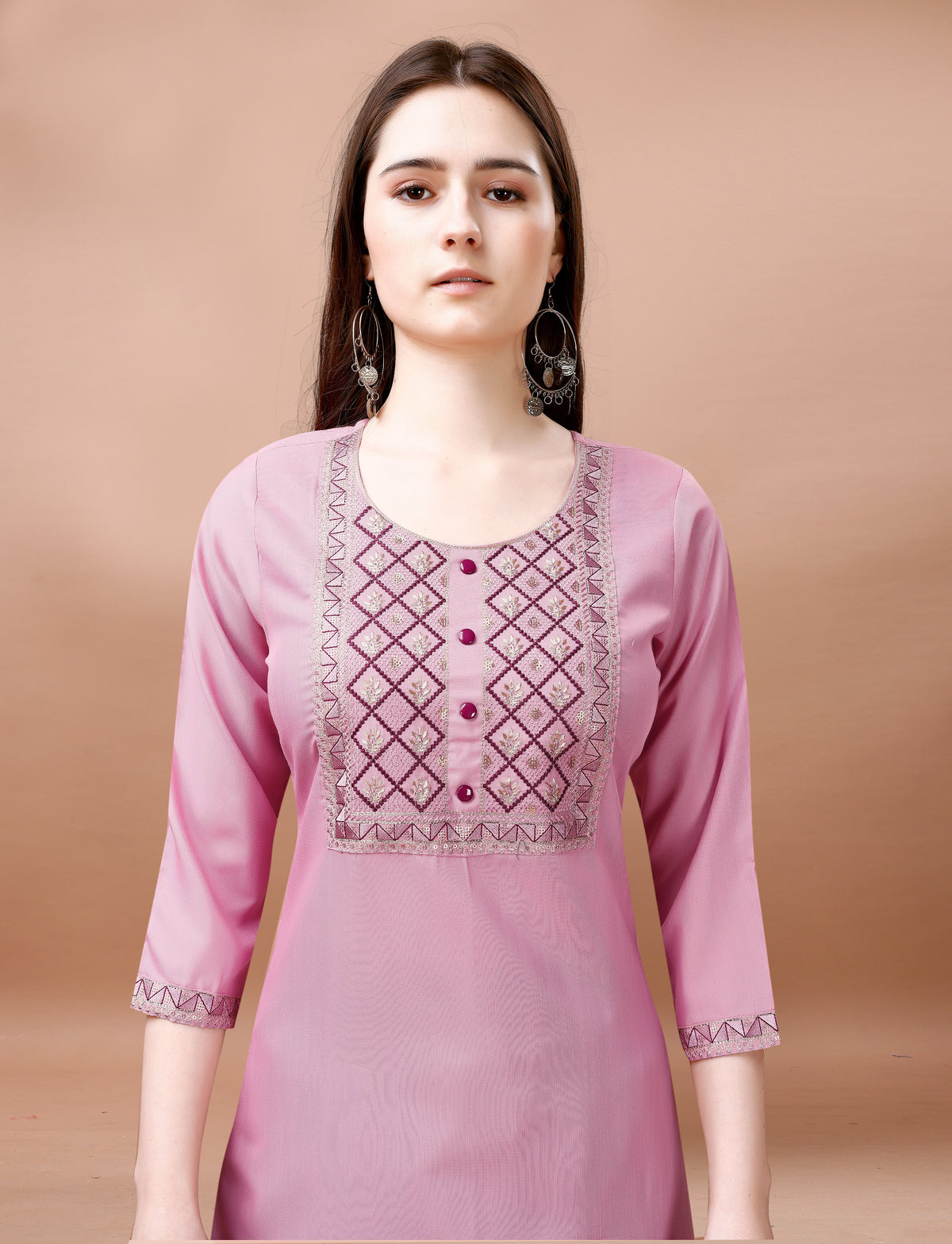 Blush Pink Embroidered Kurta Pant Dupatta Set Women for Women