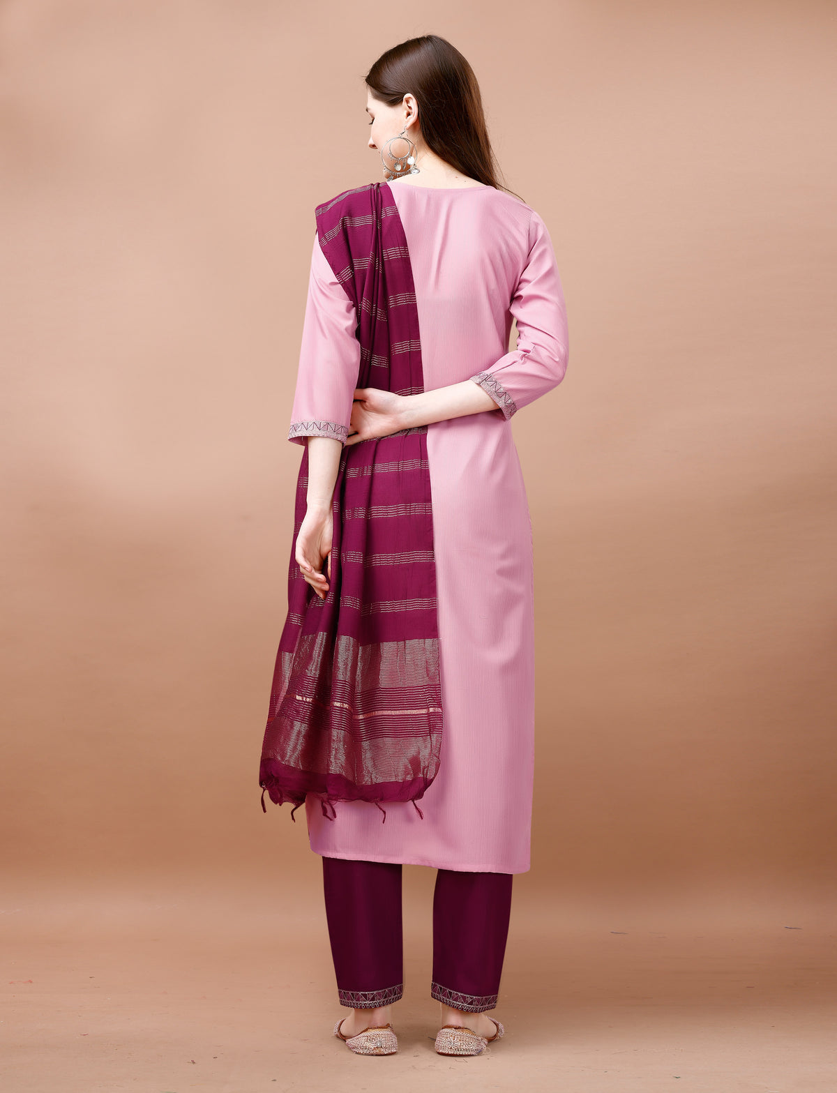 Blush Pink Embroidered Kurta Pant Dupatta Set Women for Women