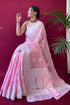 Blush Pink Silk Saree with Floral Zari Grace Weave for Women