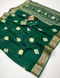 Bottle Green Moss Mellow Georgette Zari Saree