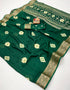 Bottle Green Moss Mellow Georgette Zari Saree for Women