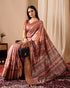 Brown Digital Printed Linen Cotton Patola Saree for Women