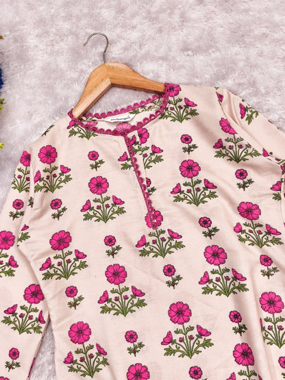 Floral Printed Rayon Straight Kurta Pant Set for Women