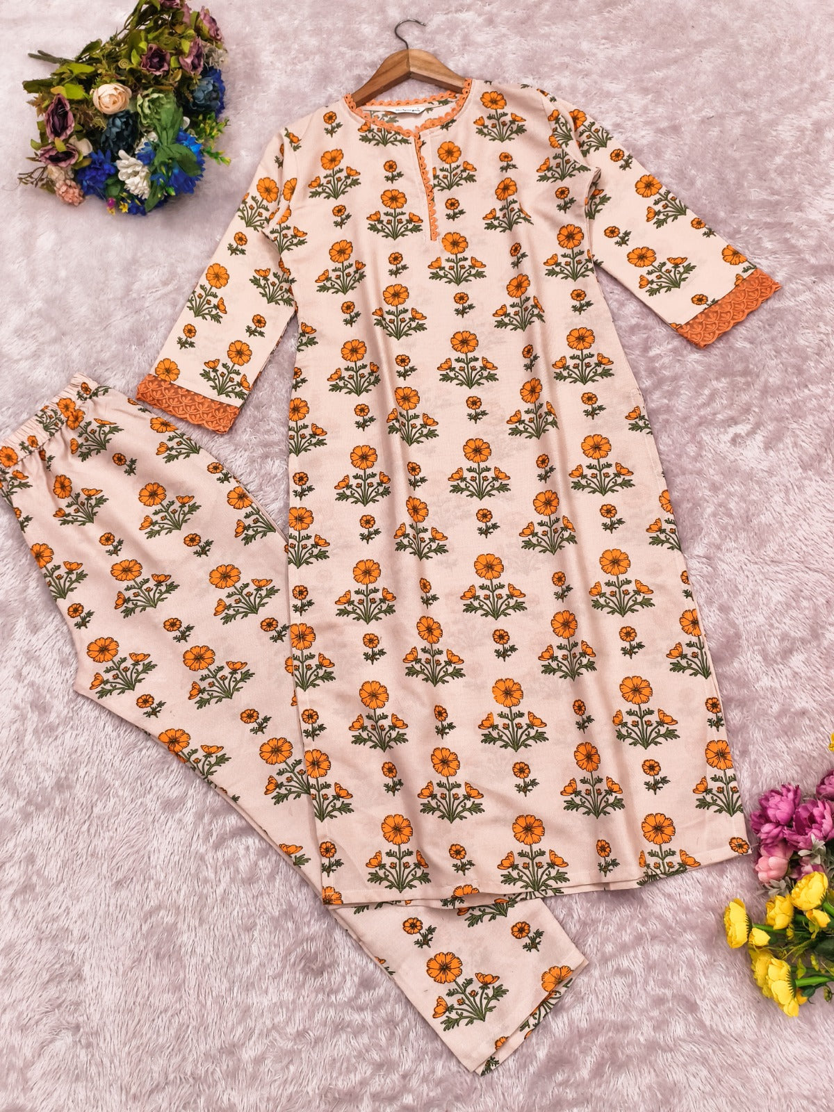 Floral Printed Rayon Straight Kurta Pant Set for Women