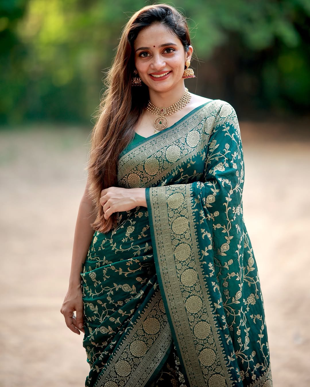 Green Banarasi Soft Silk Zari Weave Saree for Women