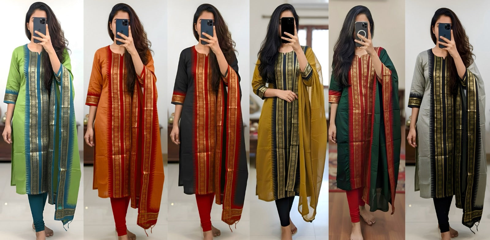 Kanchi Cotton Jacquard Kurti Dupatta Set Online
