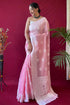 Pink Banarasi Soft Silk Jacquard Saree with Zari for Women