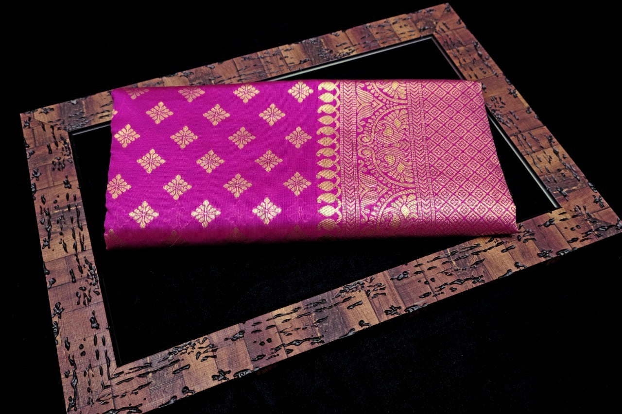 Purple Banarasi Soft Silk Jacquard Zari Saree