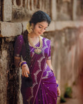 Purple Banarasi Soft Silk Zari Work Saree