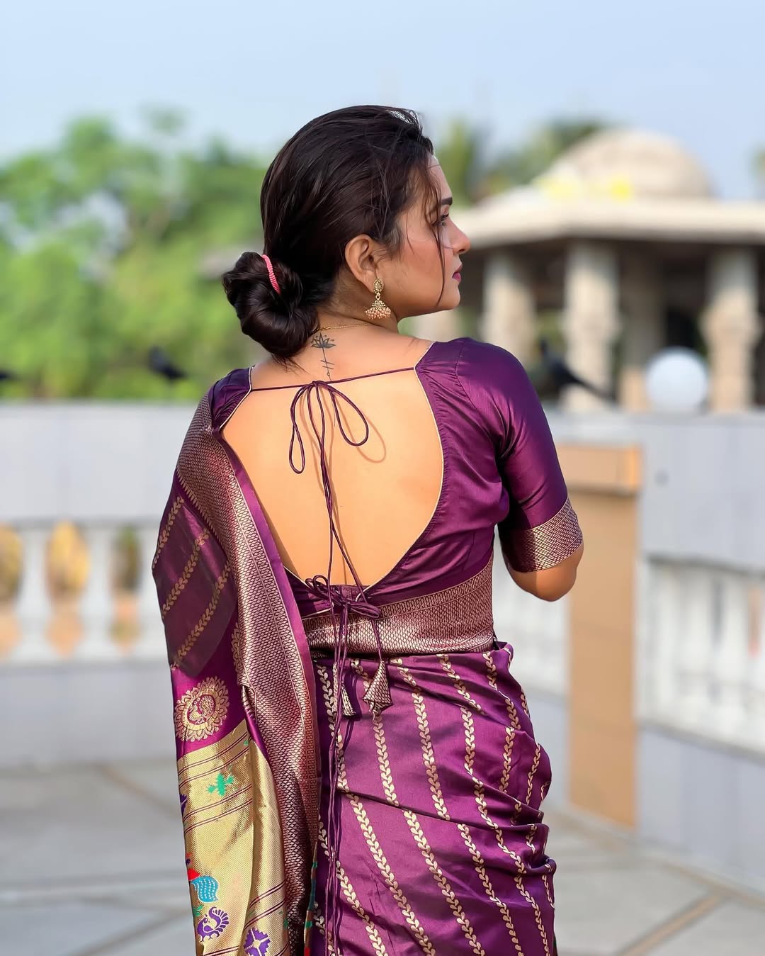 Wine Purple Banarasi Soft Silk Zari Weave Saree