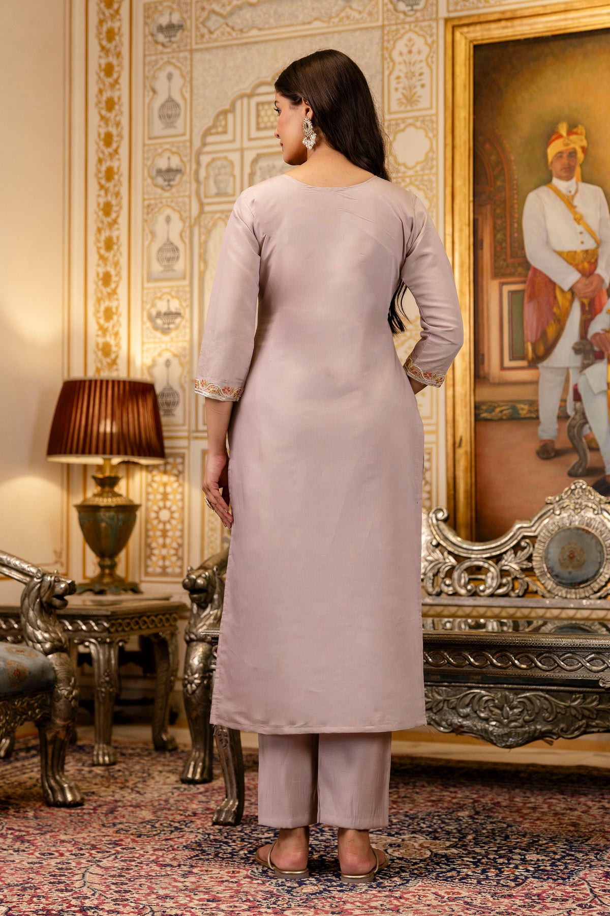 Castilian Pink with Embroidery and Jacquard salwar suits for Women