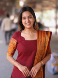 Classic Maroon Woven Kurti Set for Women