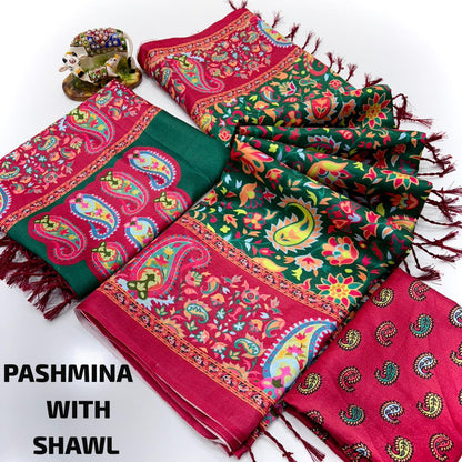 Classic Digital Print Pashmina Saree for Women