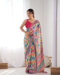 Colorful Ethnic Chinon Saree for Women