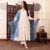 Cream Chanderi Silk Kurti Pant Dupatta Set for Women