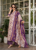 Cream Floral Cotton Kurta Set with Pant and Dupatta