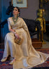 Cream Gold Lichi Silk Saree With Rich Jacquard Work for Women