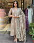 Cream Embroidered Kurta Set with Bandhani Style Dupatta for Women