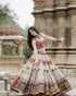 Cream Ethnic Lehenga Choli with Mirror Work Design for Women