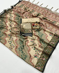 Cream Floral Pashmina Saree With Shawl & Blouse Online