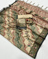 Cream Floral Pashmina Saree With Shawl & Blouse 3 for Women