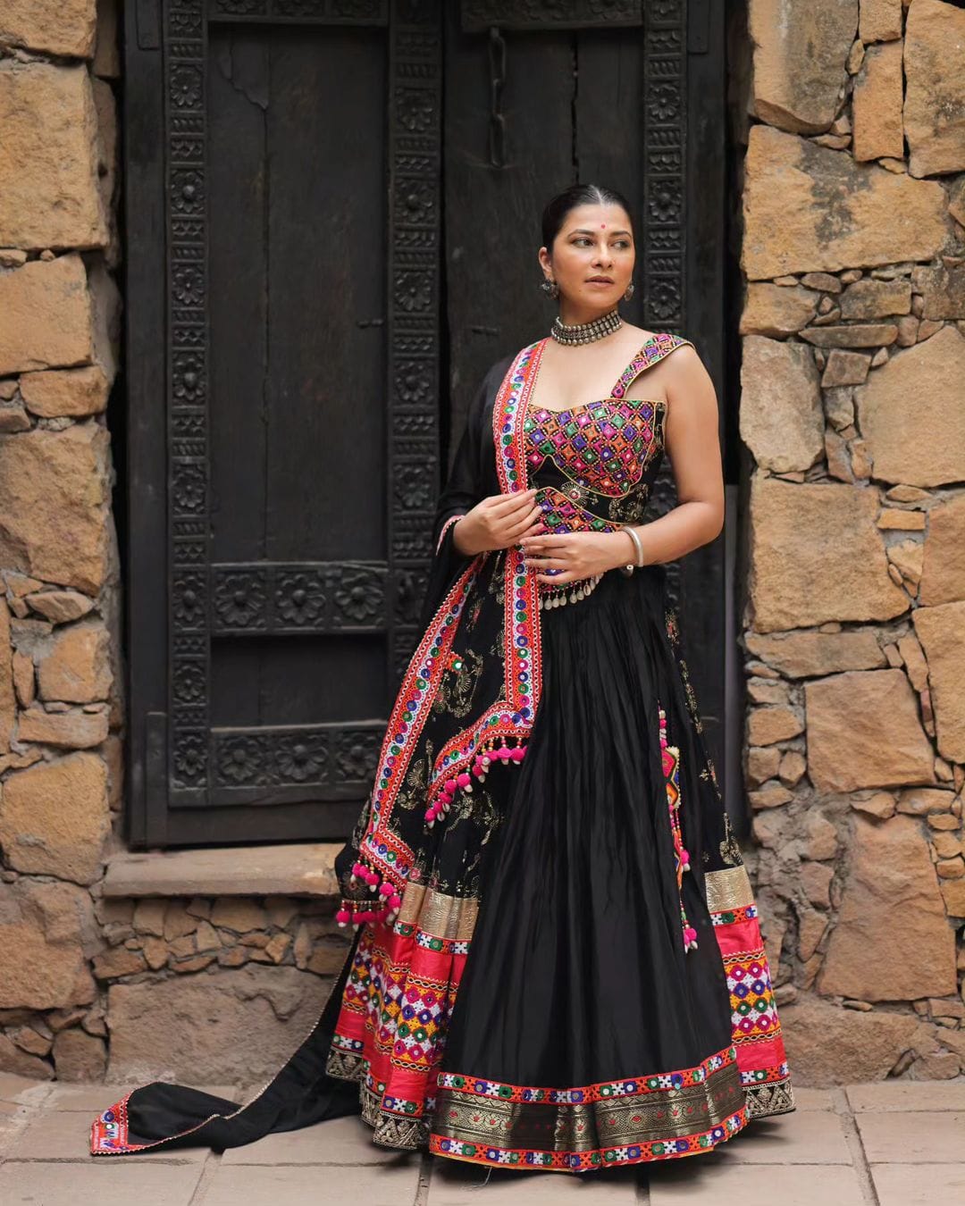 Designer Black Garba Lehenga Choli for Festive Season for Women