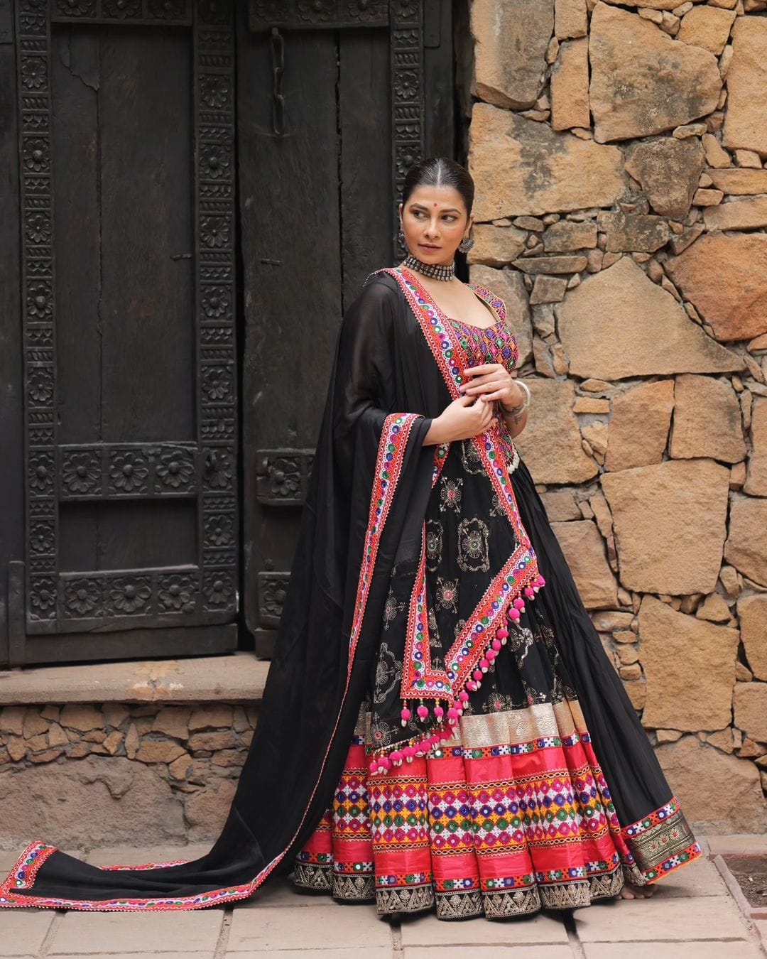 Designer Black Garba Lehenga Choli for Festive Season for Women