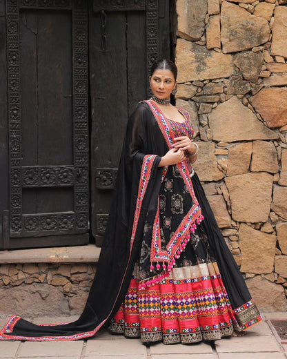 Designer Black Garba Lehenga Choli for Festive Season for Women