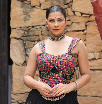Designer Black Garba Lehenga Choli for Festive Season for Women