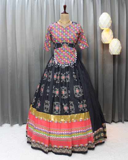 Designer Black Garba Lehenga Choli for Festive Season for Women